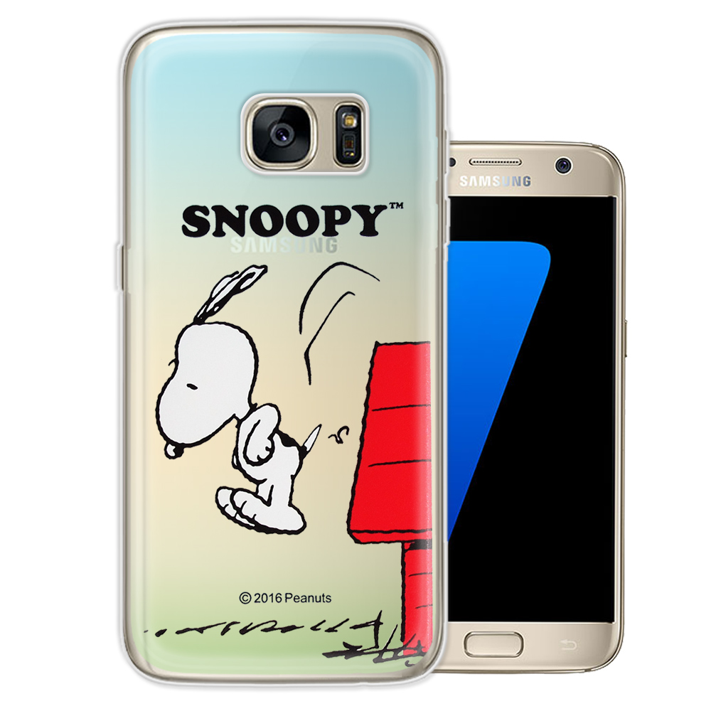 史努比 / SNOOPY Samsung Galaxy S7 漸層彩繪軟式手機殼(跳跳)