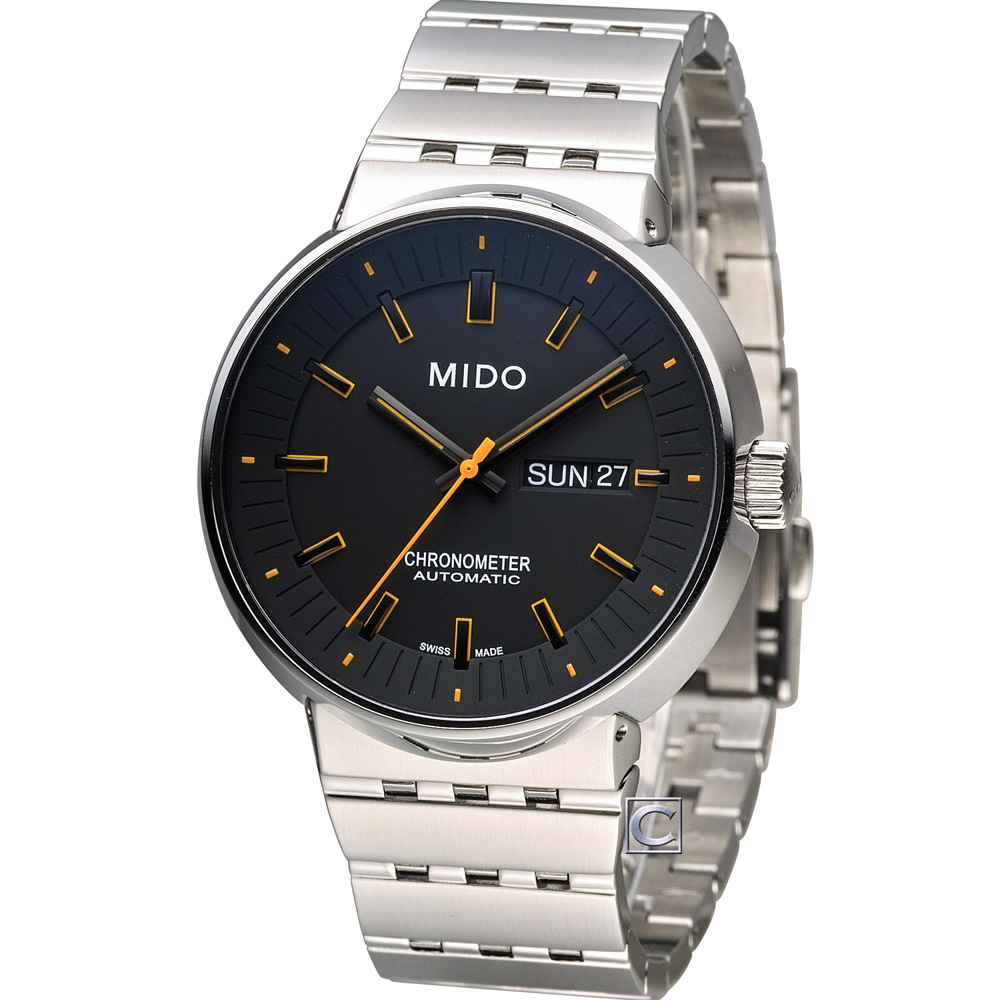 【MIDO 美度】官方授權 All Dial 羅馬競技系列械機腕錶-黑x橘/42mm