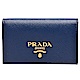 PRADA SAFFIANO METAL金屬浮雕LOGO防刮牛皮釦式信用卡/名片夾(藏藍) product thumbnail 1