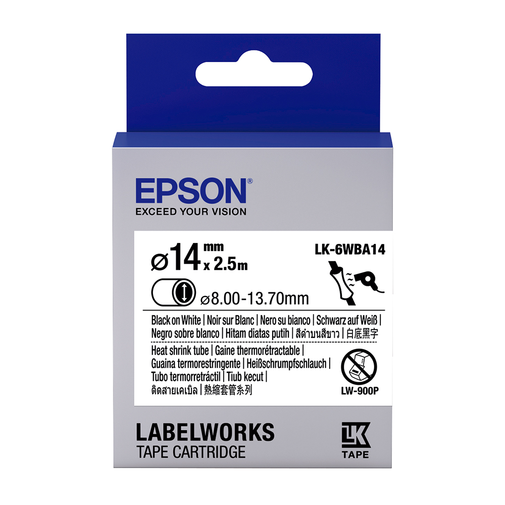EPSON C53S656903 LK-6WBA14熱縮套管系列白底黑字標籤帶(寬24mm