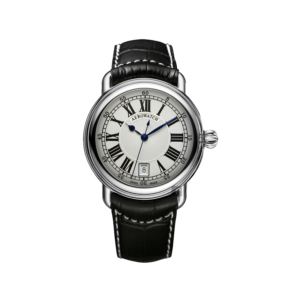 AEROWATCH 經典扭索時尚腕錶-銀x黑/40mm