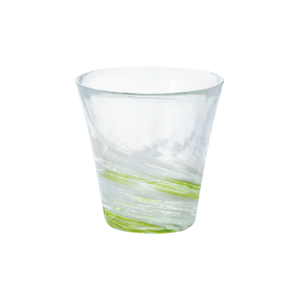 日本ADERIA津輕 漩渦玻璃燒酌杯260ml-綠