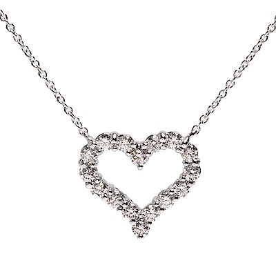 TIFFANY&Co. 經典HEARTS系列切割真鑽鑲嵌心型吊墜鉑金項鍊(小-銀)