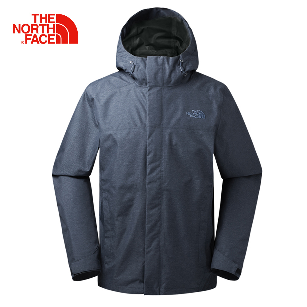 The North Face北面男款深藍防水防風可打包薄款衝鋒衣