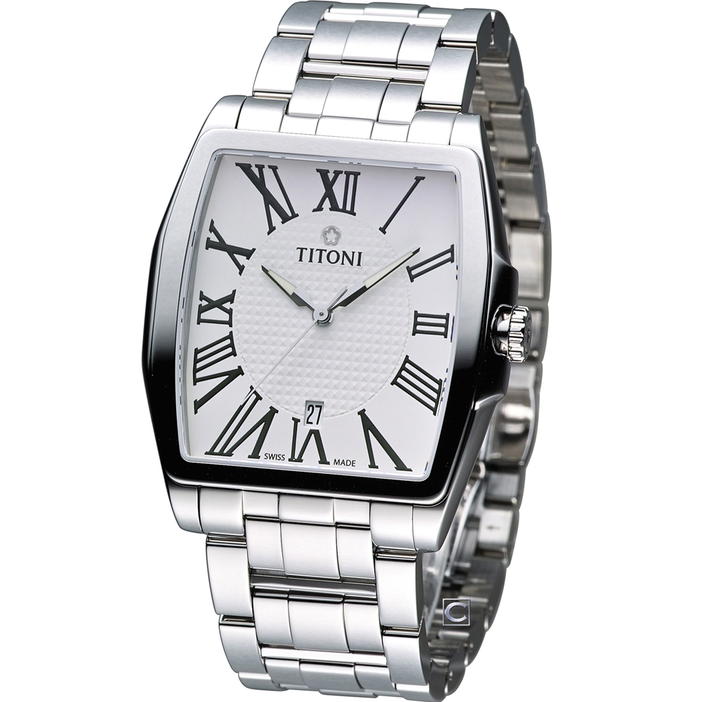 TITONI WALL STREET 極簡機械腕錶-白/39mm