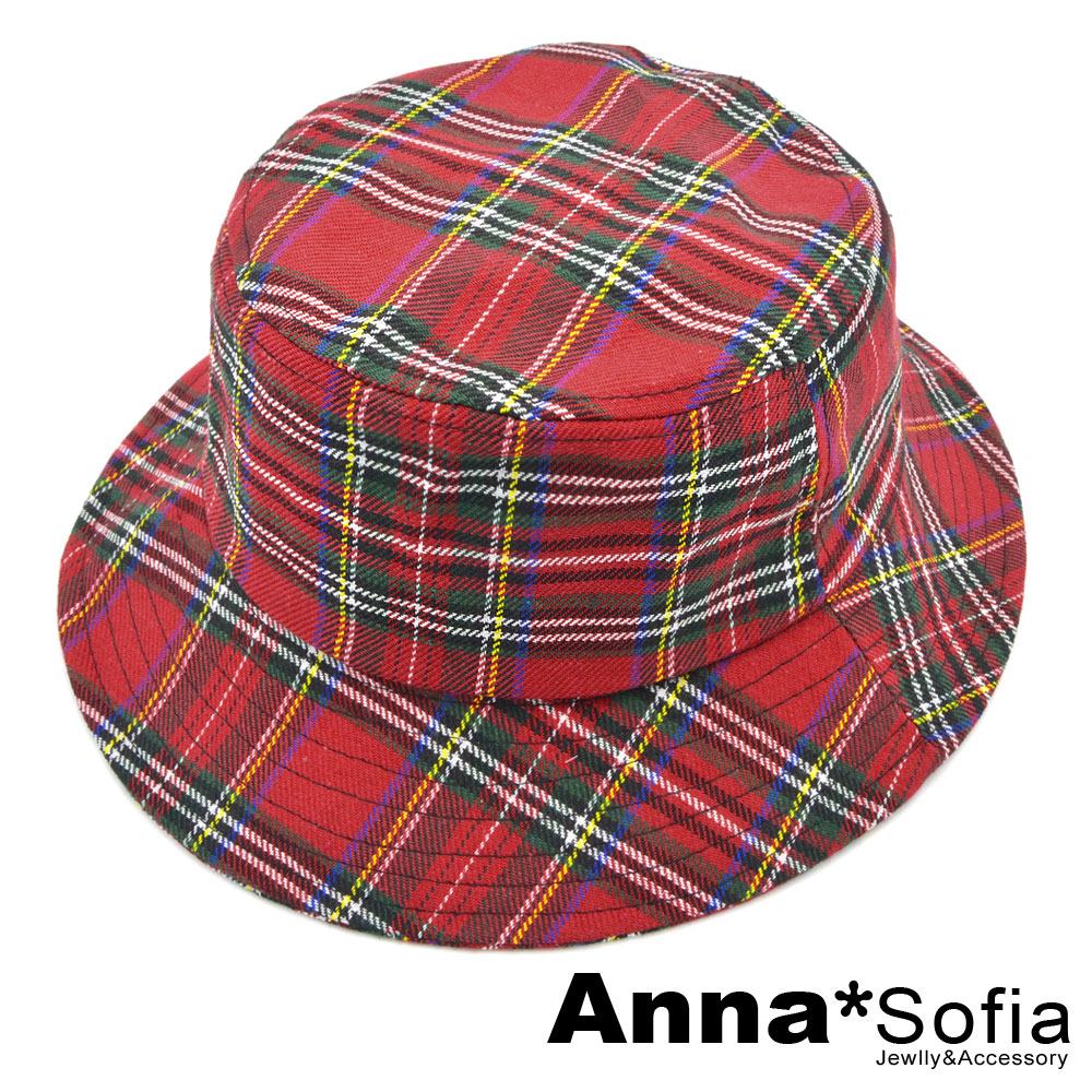 AnnaSofia 蘇格蘭彩格 漁夫軟帽(紅色)