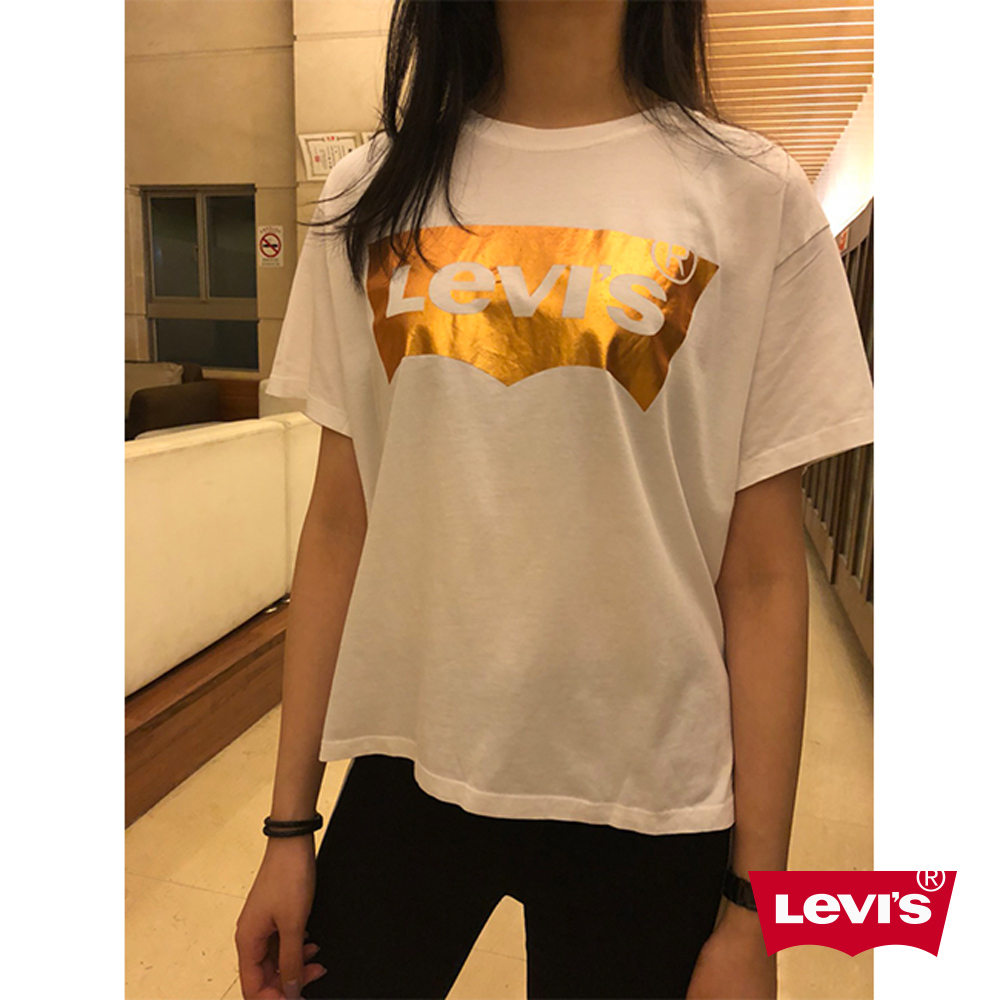 Levis T恤 女裝 寬身短版 金色Logo
