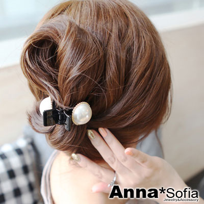 AnnaSofia 金邊半面珠彩款 小髮抓(酷黑)