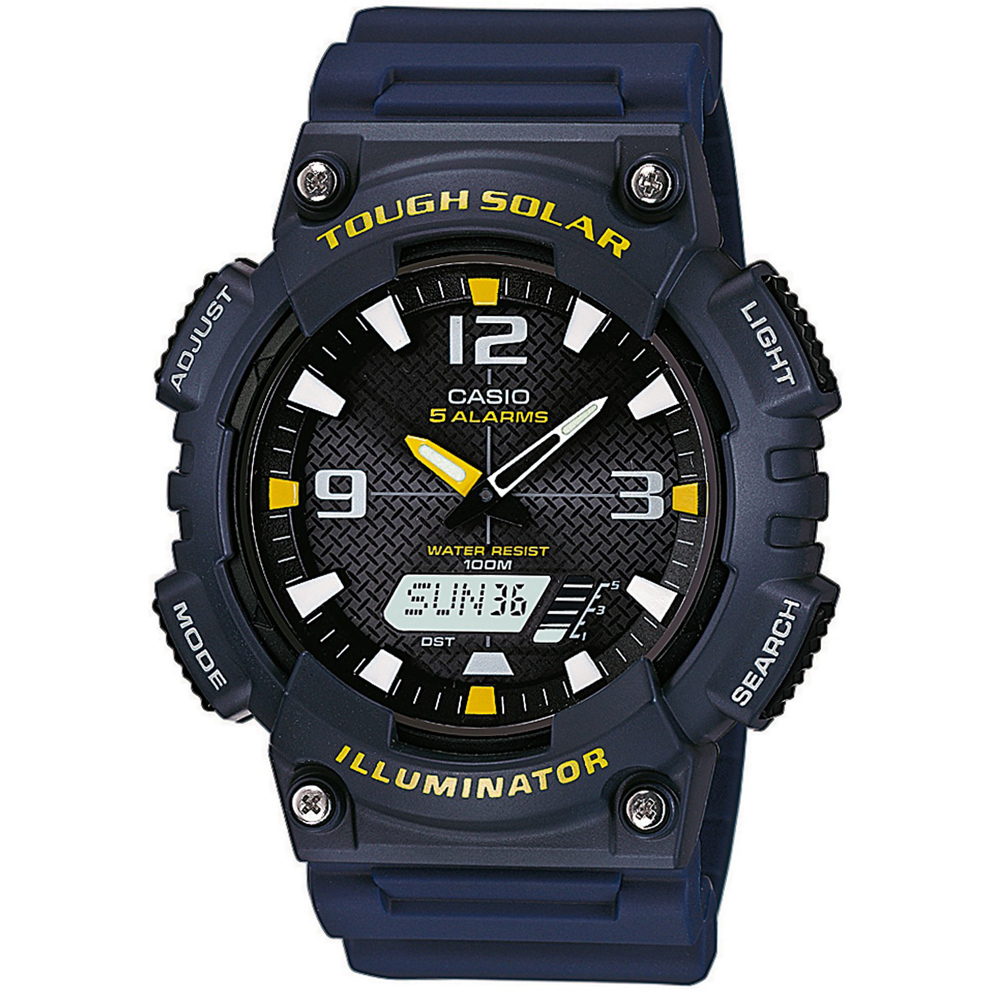 CASIO 新一代光動遊俠雙顯運動錶(AQ-S810W-2A)-黑x深藍錶帶/46.6mm