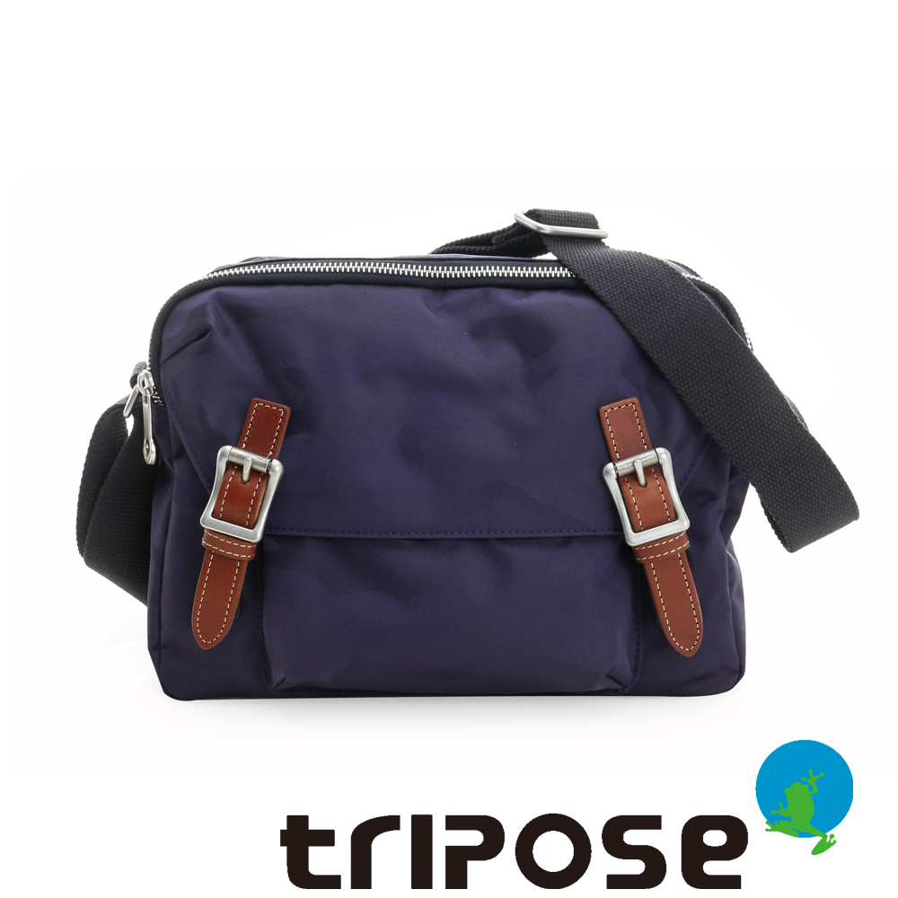 tripose 迷彩系列雙層拉鍊肩背斜背包 藍紫