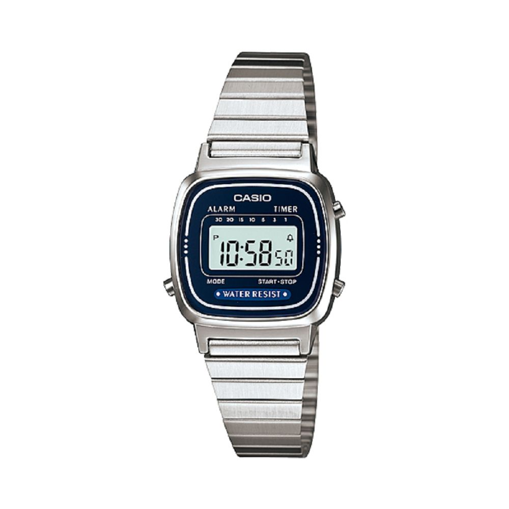 CASIO 經典復古風數位女腕錶(LA-670WA-2)-深藍框/24.6mm