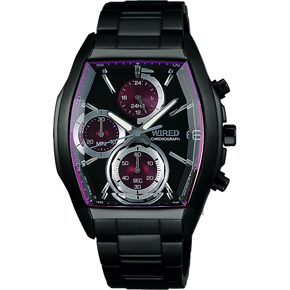 WIRED 東京潮流炫彩計時腕錶(AY8012X1)-紫圈x黑/38mm