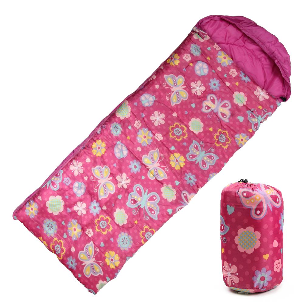 TreeWalker 高級柔軟舒適兒童捲筒睡袋(粉紅繽紛花)