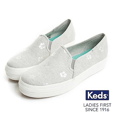 Keds TRIPLE DECKER 扶桑花厚底休閒鞋-淺灰