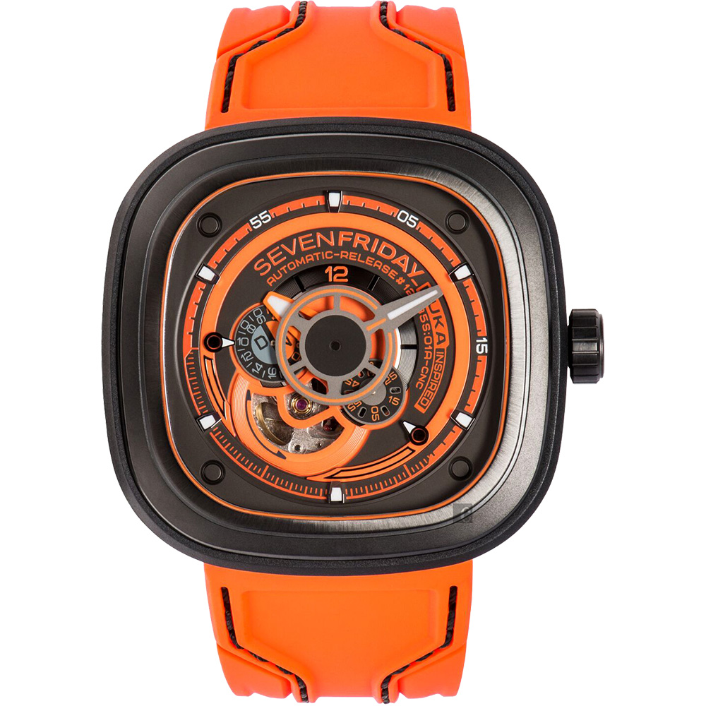 SEVENFRIDAY P3-07 KUKA 第三代稀有版機械錶-橘/47mm