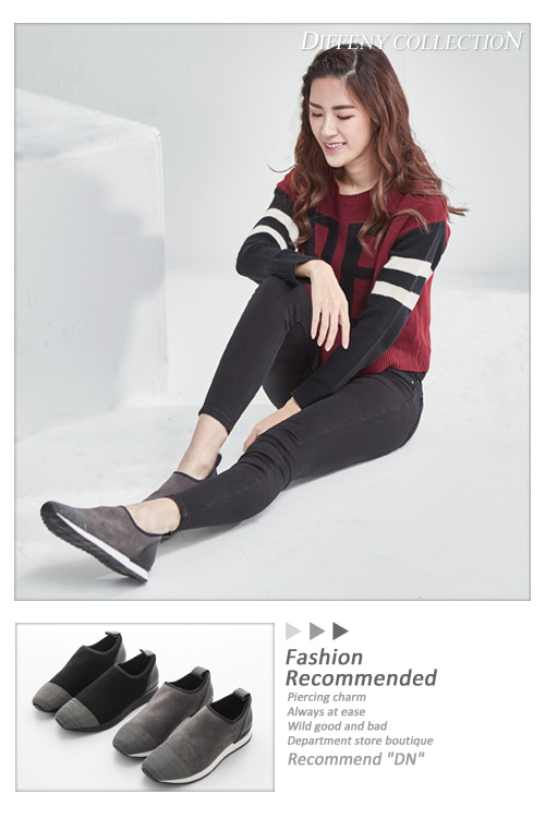 DN 率性前衛 真皮拼接羊絨休閒鞋-灰