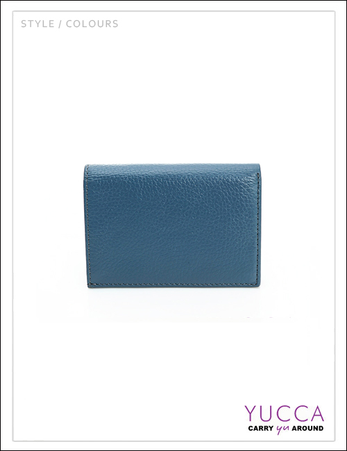 YUCCA - 牛皮俏麗多彩名片夾(迷你皮夾)-灰藍色- 02200045009