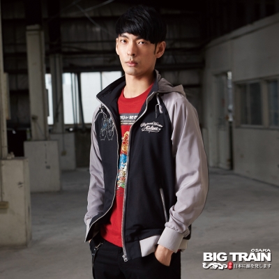 BIG TRAIN 配色棒球外套-男-黑色