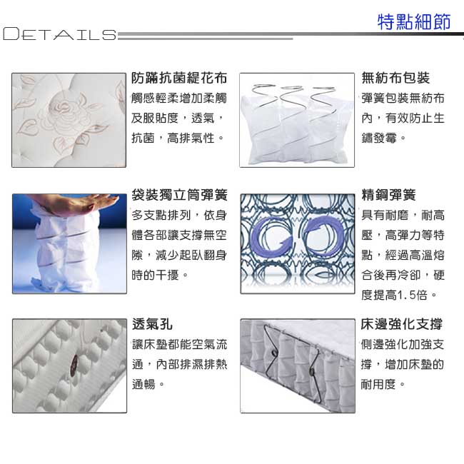 AVIS艾維斯 永恆之星透氣乳膠緹花四線獨立筒床墊-單人3.5尺