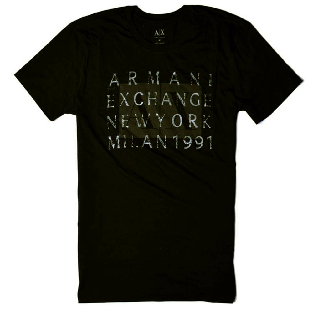 Armani Exchange A/X 休閒英文字樣 圓領短袖T恤-黑