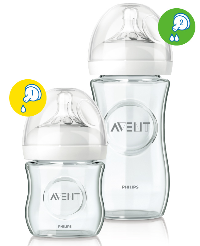 PHILIPS AVENT 親乳感防脹氣玻璃奶瓶組(1大1小)(240ml+120ml)