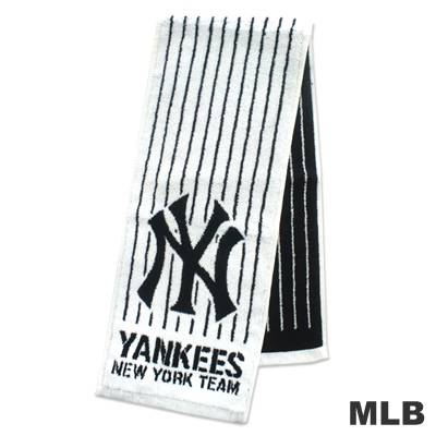 MLB-紐約洋基隊直式條紋款運動長巾-白色