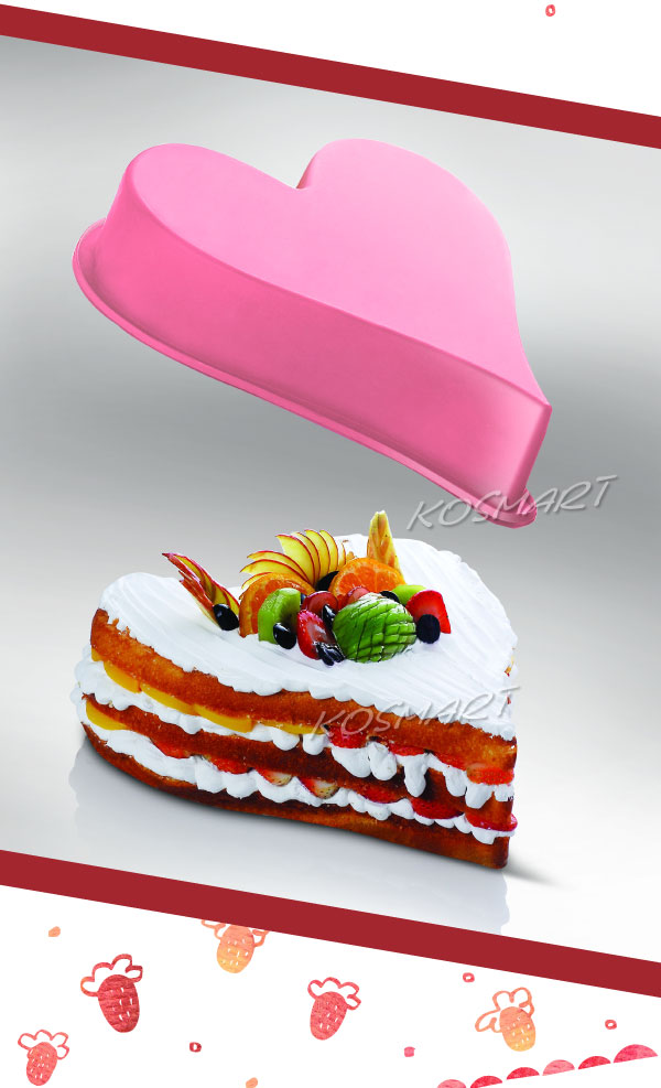 Siliconezone 施理康耐熱愛心造型大蛋糕模-粉色