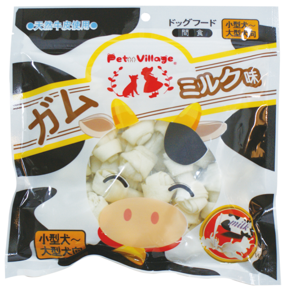 Pet Village 天然潔牙牛奶牛皮骨結 3支 1入