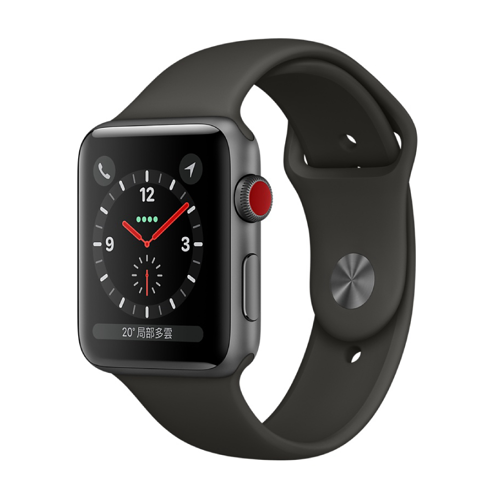 Apple Watch S3 (GPS+網路) 42mm 太空灰色鋁金屬錶殼+灰色運動型錶帶