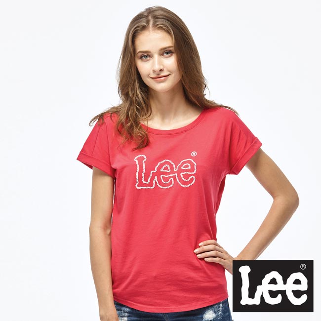 Lee 鎖鏈LOGO短袖圓領TEE-女款-紅