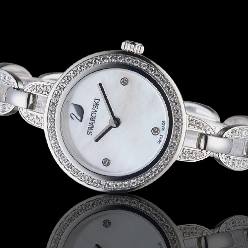SWAROVSKI 施華洛世奇 璀璨光輝鍊式腕錶-銀色/28mm