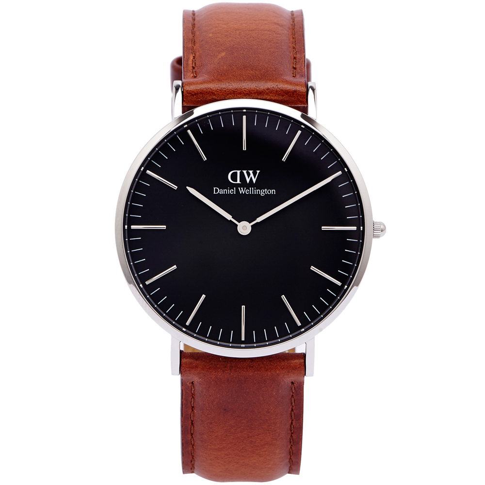 DW Mawes手錶(DW00100130)-黑面x咖啡色/40mm