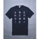 A&F Abercrombie &Fitch 英文刺繡 休閒圓領棉短T-深藍 product thumbnail 1