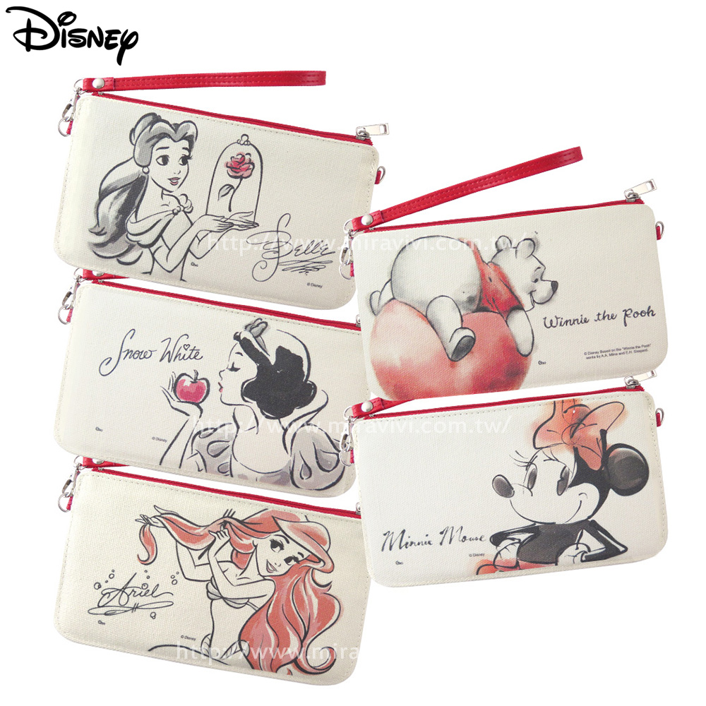 Disney迪士尼生活自然棉麻橫式手機袋_水彩系列