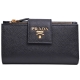 PRADA SAFFIANO METAL金字防刮牛皮釦式多卡機能中長夾(黑) product thumbnail 1