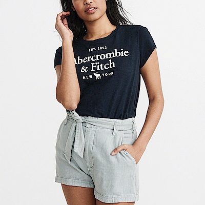 A&F 經典印刷文字大麋鹿短袖T恤(女)-深藍色 AF Abercrombie