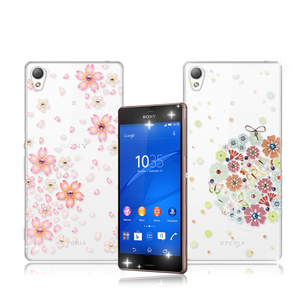 PGS施華洛世奇彩鑽 SONY Xperia Z3+ 花語水晶軟式保護殼 背蓋