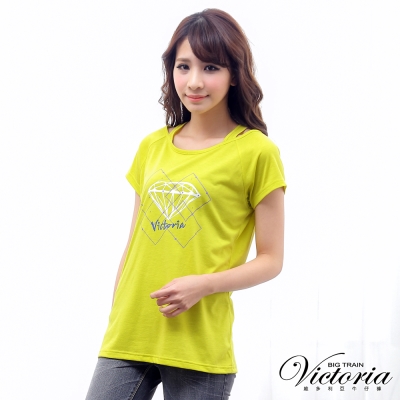 Victoria 鑽石印花假兩件TEE-女-亮黃