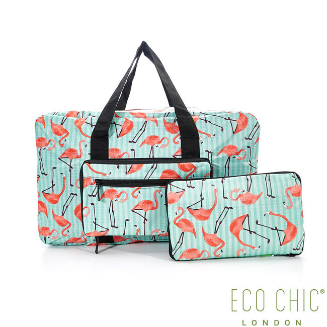 英國ECO CHIC折疊時尚旅行袋-紅鶴