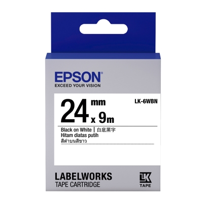 EPSON C53S656401 LK-6WBN一般系列白底黑字標籤帶(寬度24mm)