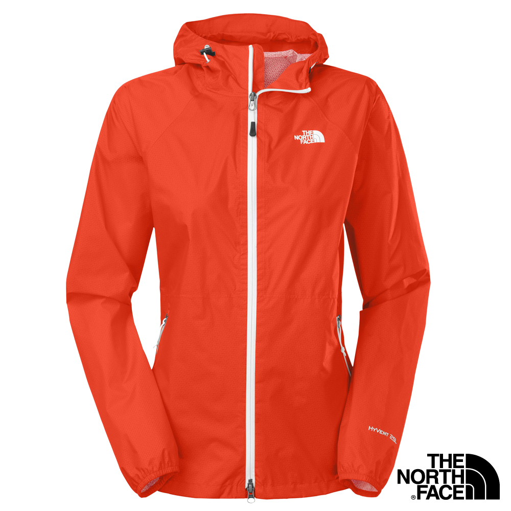 The North Face 女 HyVent 防水外套 磚紅格紋