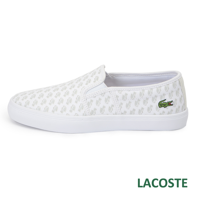 LACOSTE 女用休閒/懶人鞋-白