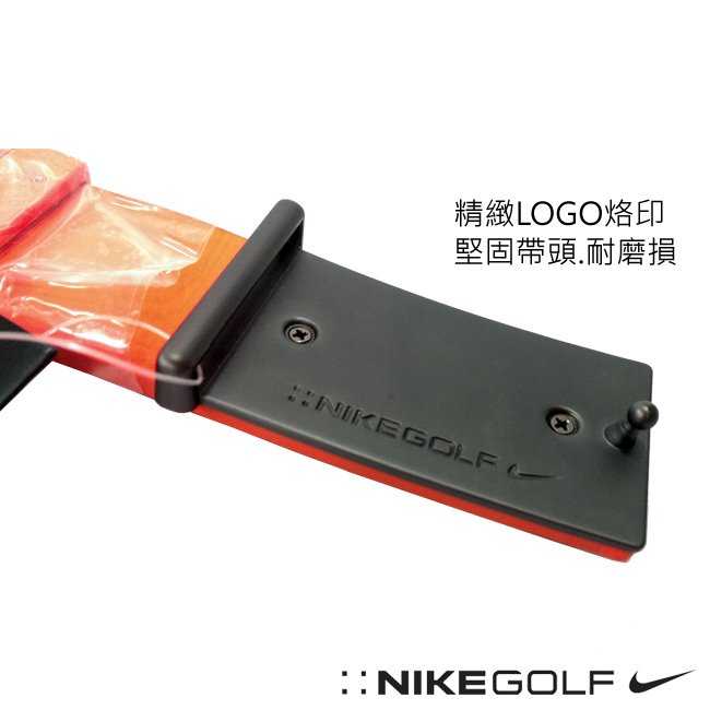 NIKE GOLF 金屬風格牛皮寬版皮帶-橘616971-812