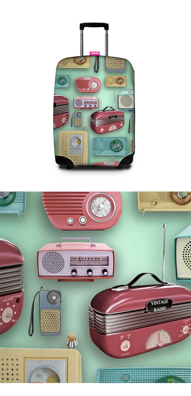 Suitsuit 行李箱套 -復古收音機(適用24-28吋行李箱)