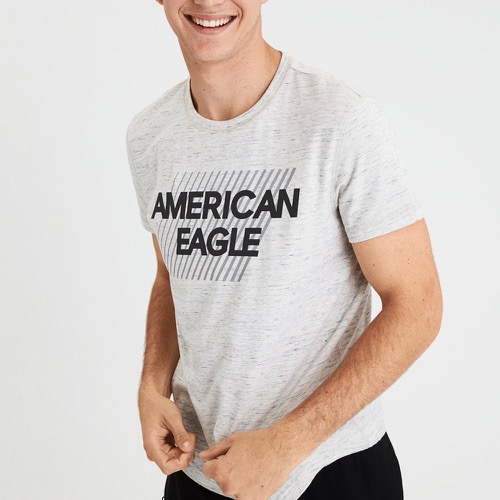 AEO 美國老鷹 文字印刷設計短袖T恤-麻花灰色 Amercan Eagle