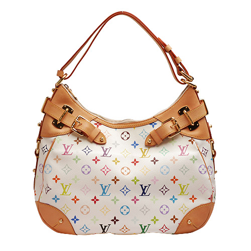 LV M40195 經典Monogram Multicolo村上隆Greta肩背包(白彩)