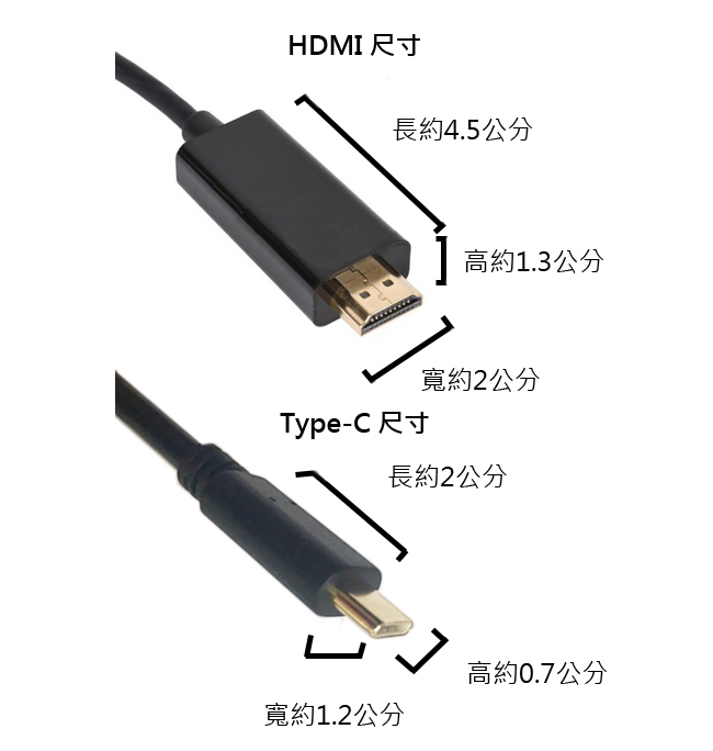 K-Line 4K 高畫質 Type-c to HDMI 影音轉接線1.8M