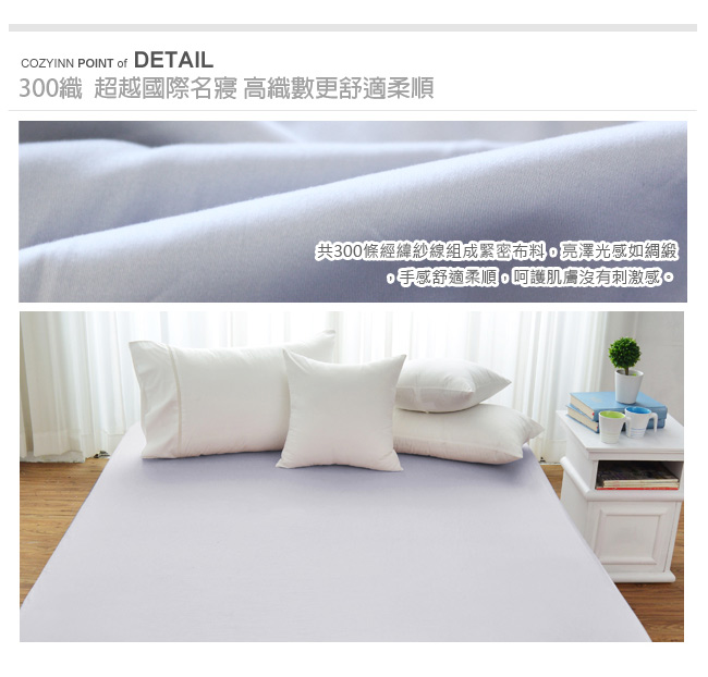 Cozy inn 極致純色-時尚紫-300織精梳棉床包(雙人)