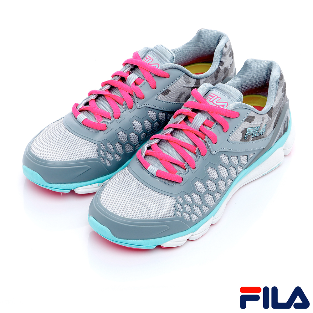 FILA女慢跑鞋-灰/藍5-X020R-255