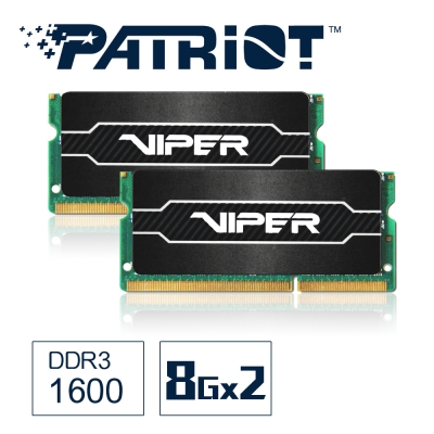 Patriot美商博帝 DDR3 1600 16G(2x8G)筆電用記憶體-毒蛇三代